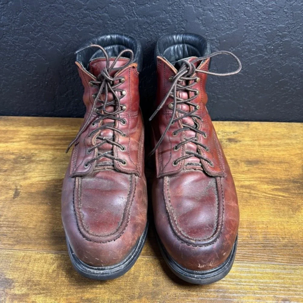 Red Wing 202 Brown Leather Moc Toe Work Boots Mens 14 D Made in‎ USA